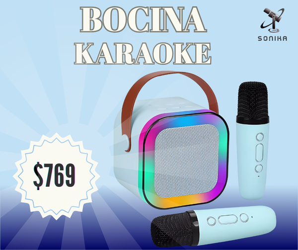 BOCINA KARAOKE CON 2 MICRÓFONOS