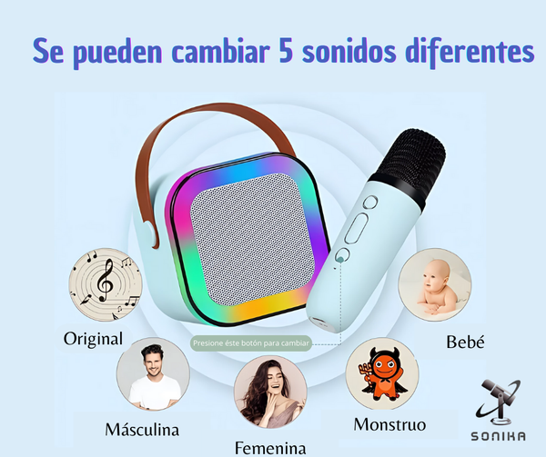 BOCINA KARAOKE CON 2 MICRÓFONOS