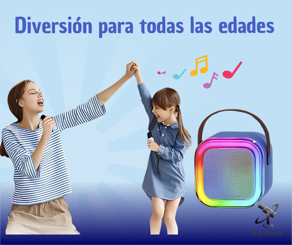 BOCINA KARAOKE CON 2 MICRÓFONOS