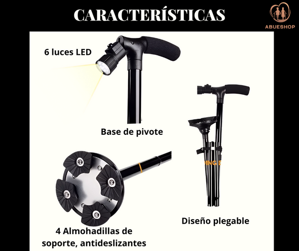 BASTÓN PLEGLABLE CON LUZ LED